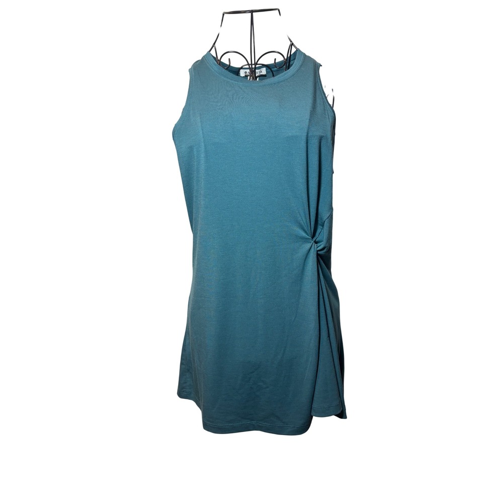 Athleta Women Teal Blue Side Knot Twist Sleeveless Mini Dress Size M
